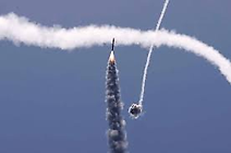 A missile rising into the sky